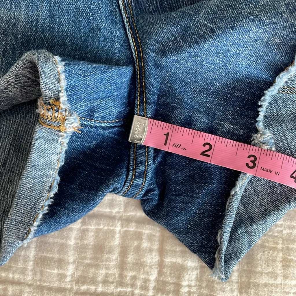 GOOD AMERICAN The Cutoff Foldover High Waist Denim Shorts Size 4 / 27 - Image 12