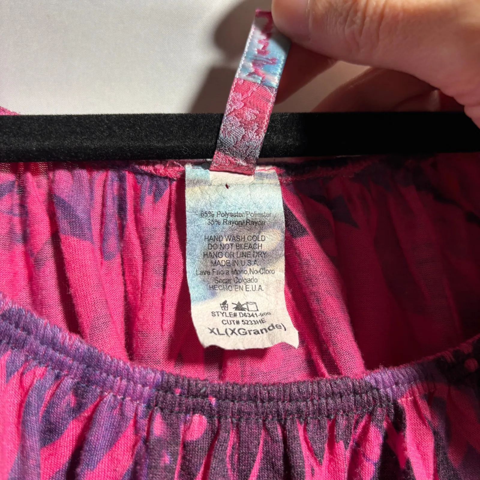 Pink Butterfly Print Gathered Neck Dress Womens XL Y2K Fairy Boho Hippie Grunge - Image 4