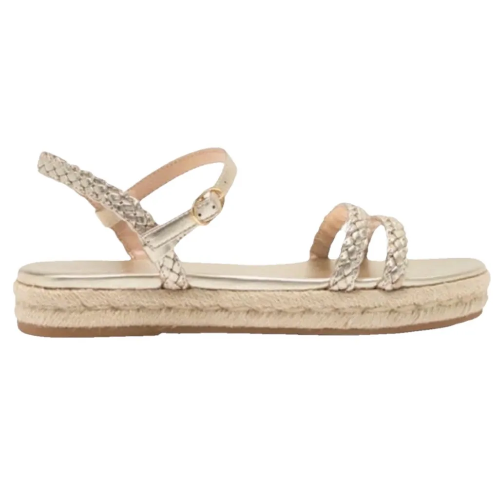 Stuart Weitzman Mykonos Gold Braided Espadrille Flatform Sandals Women’s Size 6 - Image 2