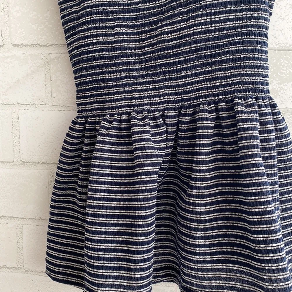 Madewell Texture and Thread Navy Striped Smocked Tank Top - Image 2