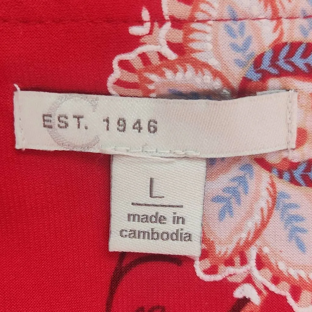 Cato Red Floral Shift Dress with Bell Sleeves Size Large Wedding Guest Dress - Image 8