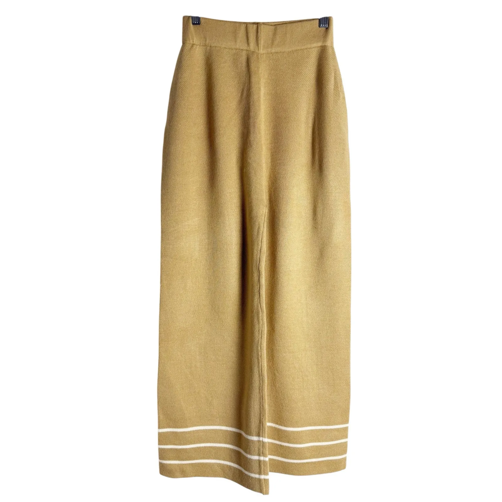 Tuckernuck Olympia Camel Tan Striped Wide Leg Knit Pull-On Ankle Pants Size XS - Image 2