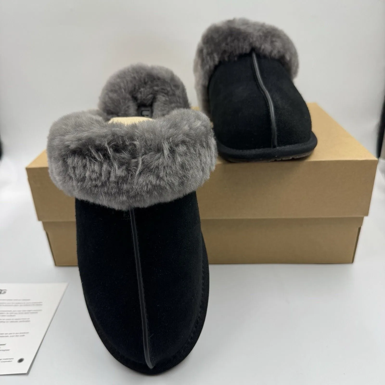 Ugg Australia Women’s Scuffette II Slippers Suede Black/Grey Size 7 New With Box - Image 6