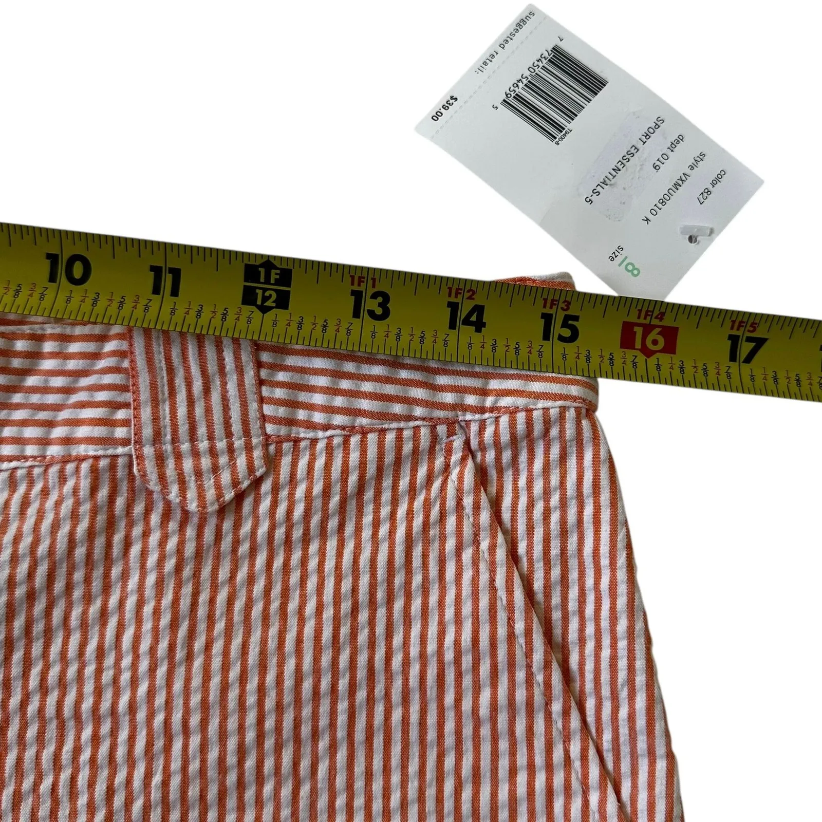 Liz Claiborne Orange|White Striped Stretch Cropped Pants Women's Size 8 NWT 24-2 - Image 6