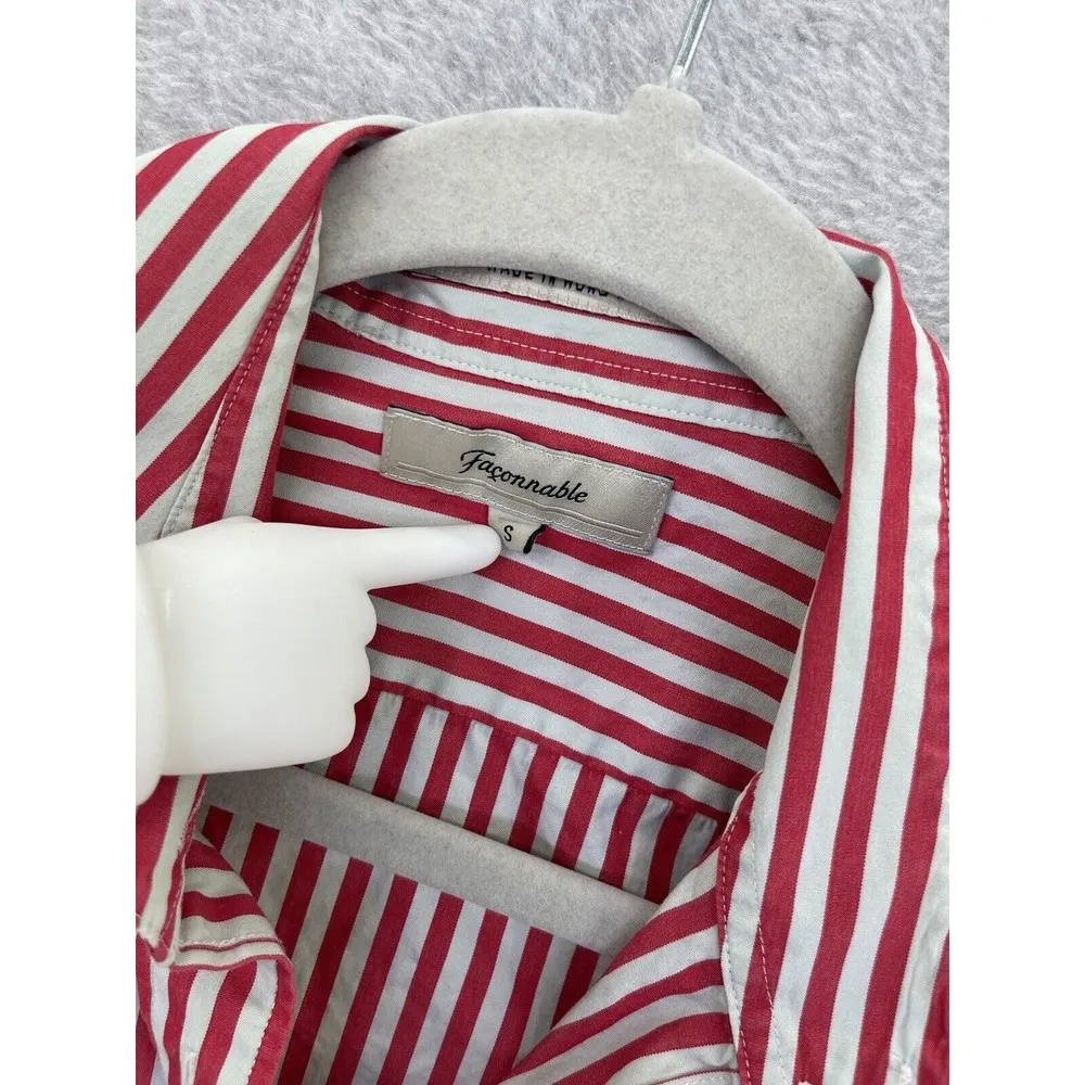 Faconnable Women's Button Down Shirt Striped Long Sleeve Size Small Cotton - Image 11