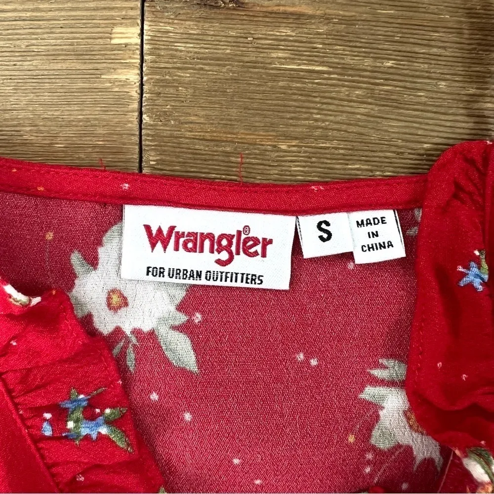 UO x Wrangler Delilah Ruffle Wrap Dress - Image 9