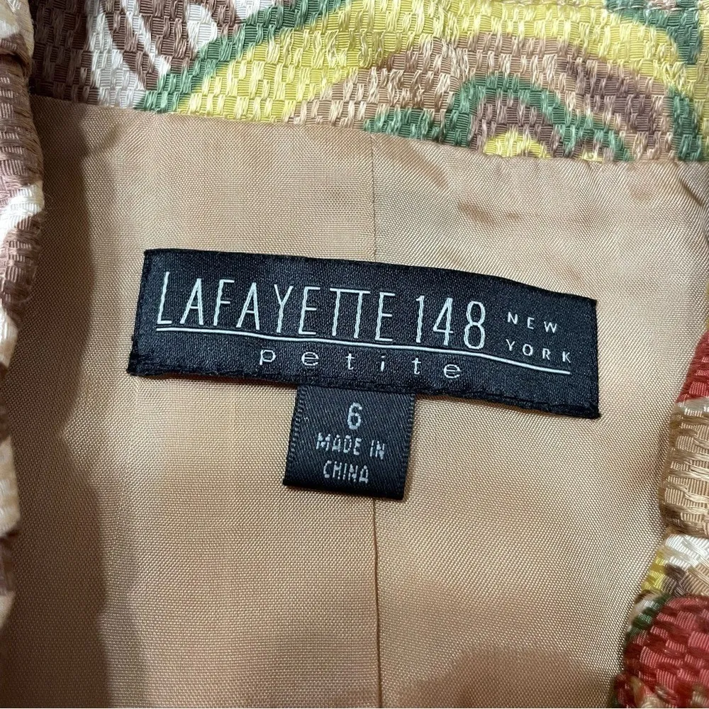 Lafayette 148 Floral Print Cropped Ruffle Jacket 6 Brown - Image 3