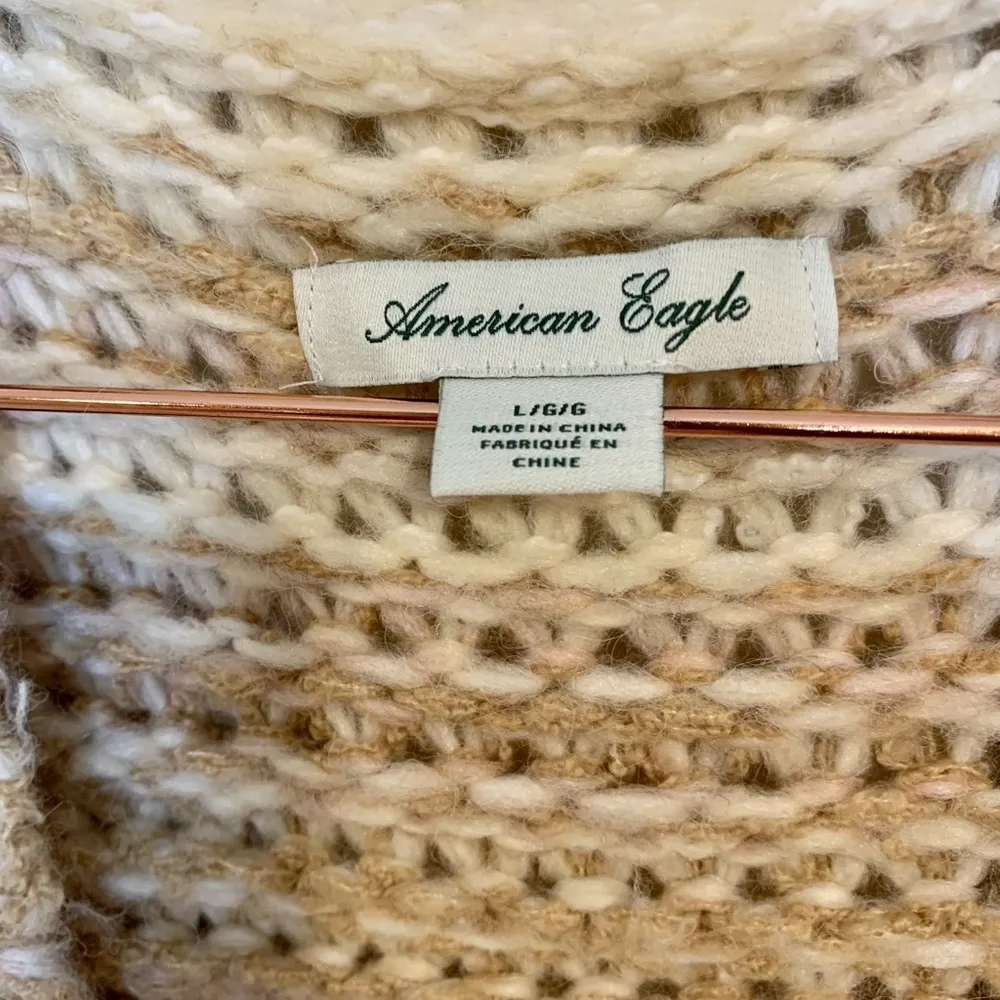 American Eagle  Chunky Knit Striped Open Cardigan Sweater - Image 5