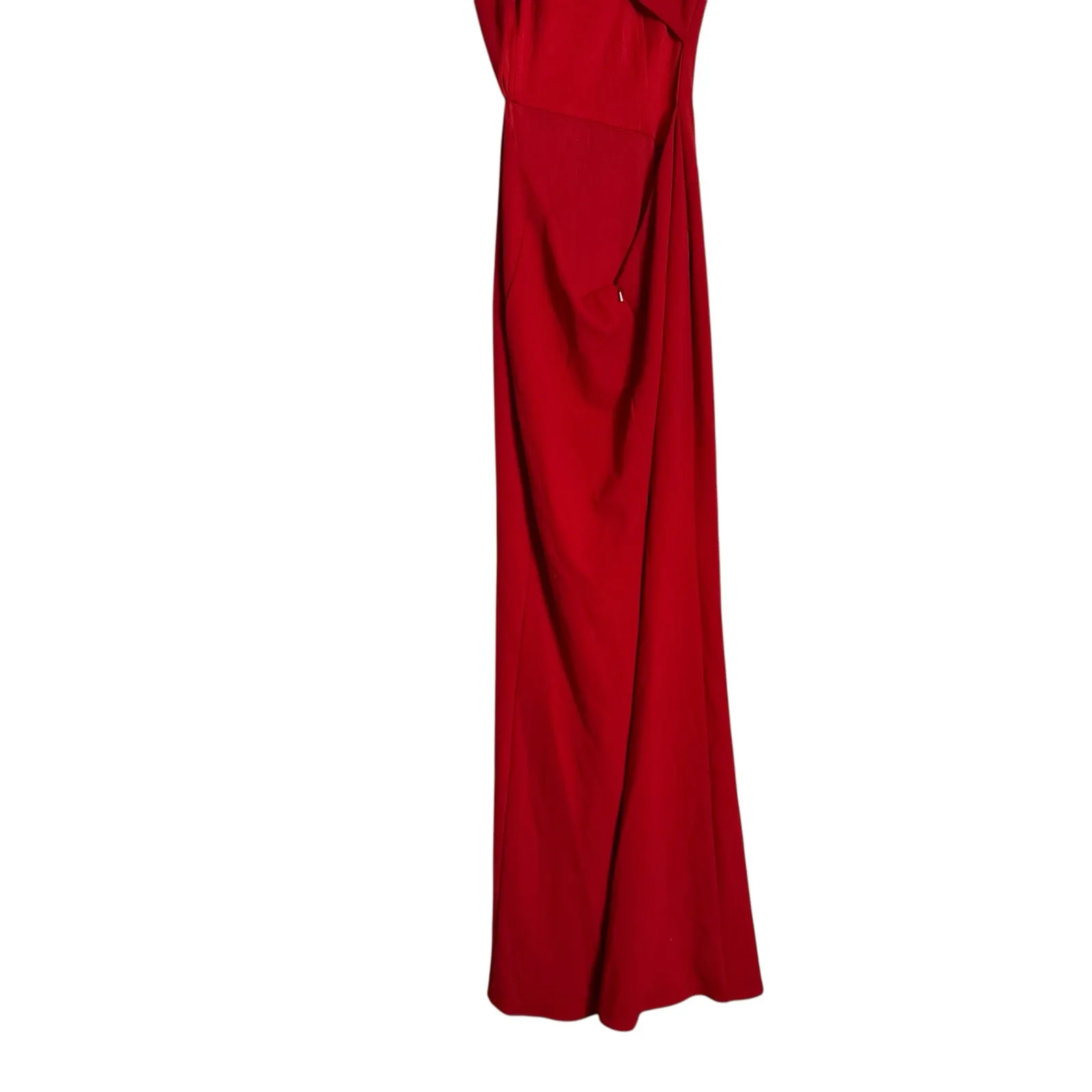 La Femme Red Asymmetrical Cutout Strappy Jersey Prom Formal Gown Size 6 - Image 9