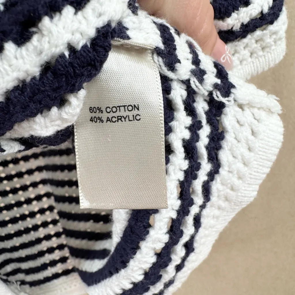 Joie Navy and White Striped Button Knit Vest Top Sleeveless Size XL - Image 9