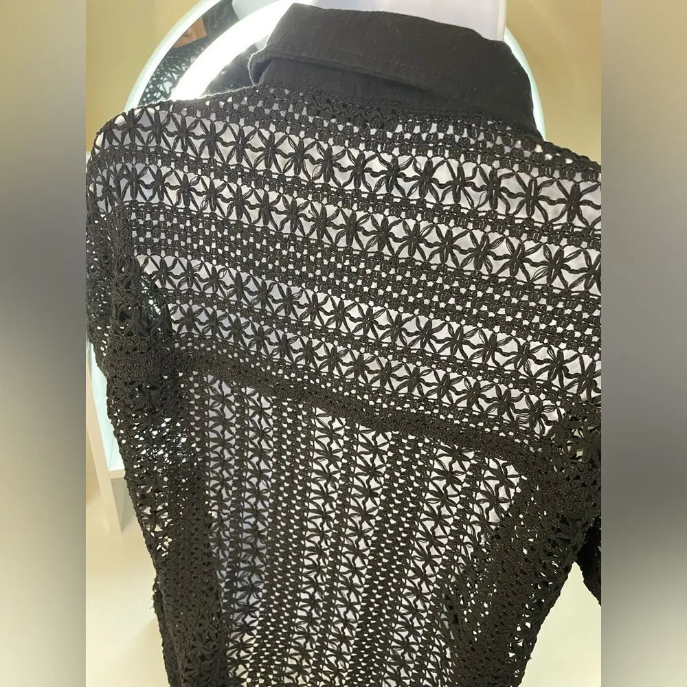 Short sleeve crochet button down shirt NWOT - Image 4