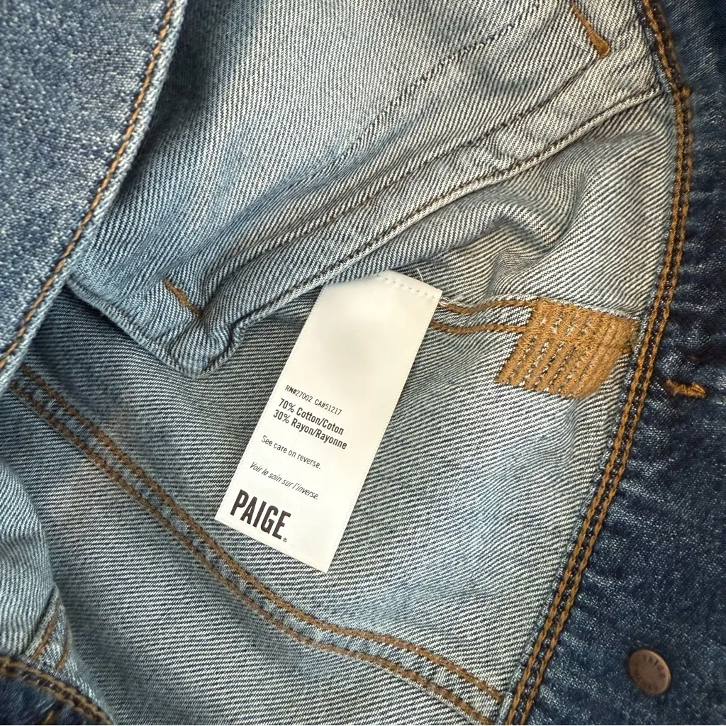 PAIGE Rowan Women’s Blue Jean Jacket Classic Design S - Image 7