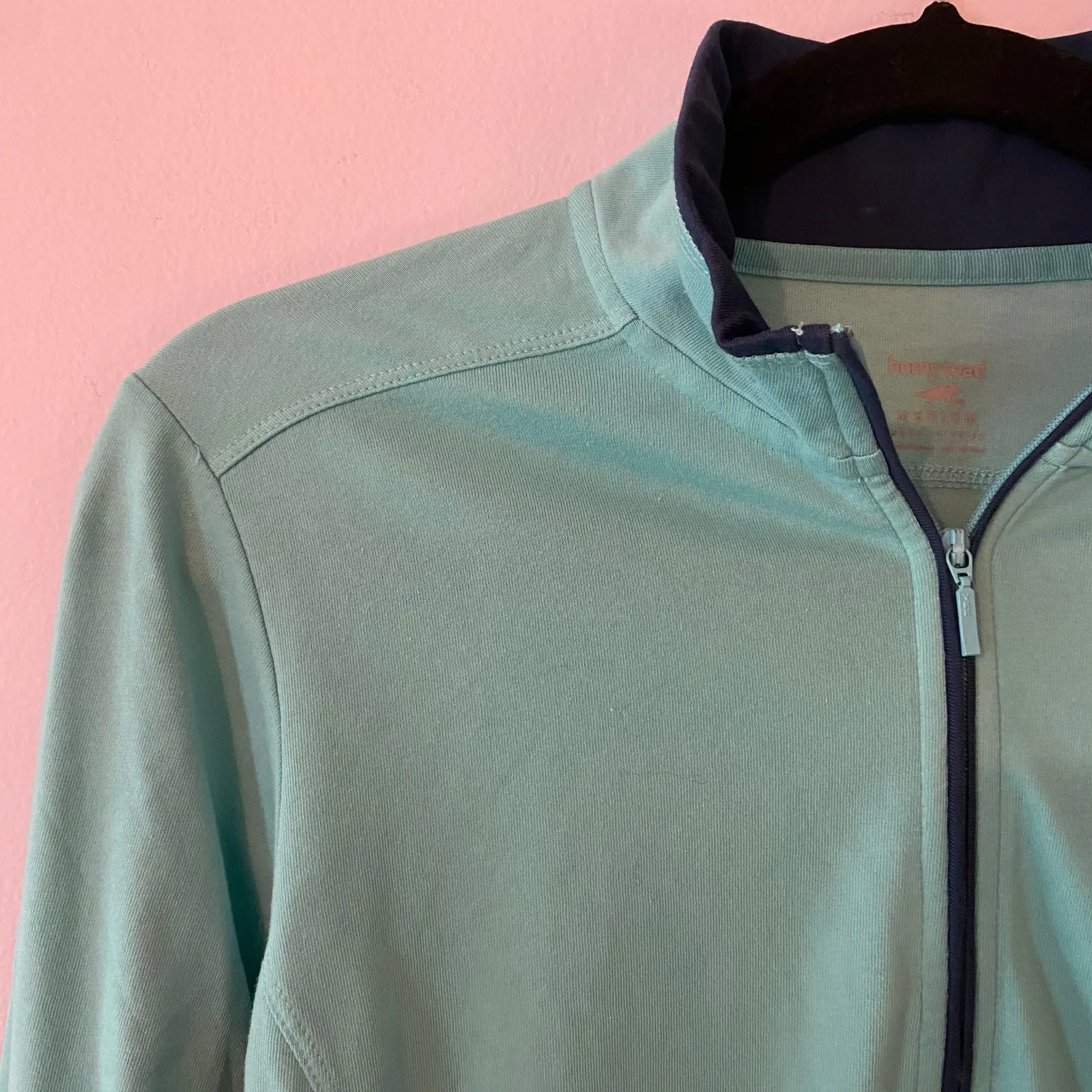 Toad & Co Women size Medium Teal Blue Quarter Zip Pullover Gorpcore Cotton Blend - Image 3