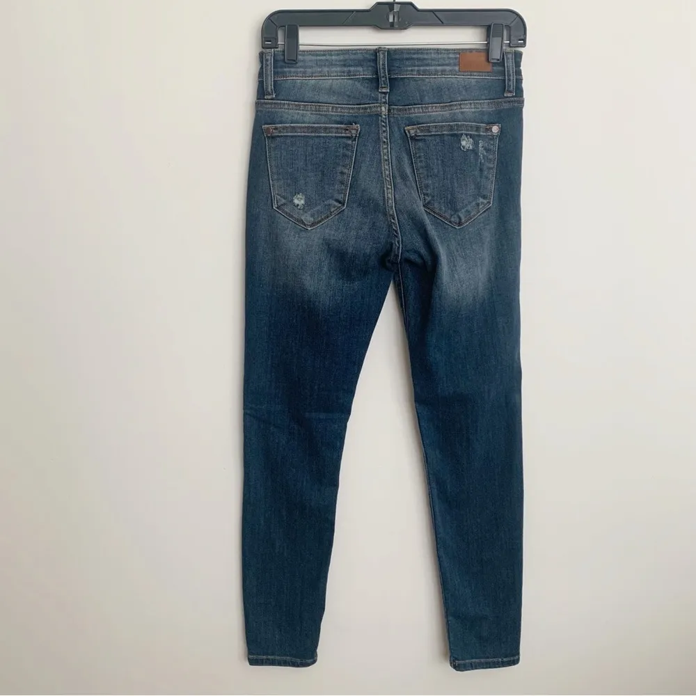 Skinny Fit Distressed Plaid Patch Jeans Size 7/28 - Image 7