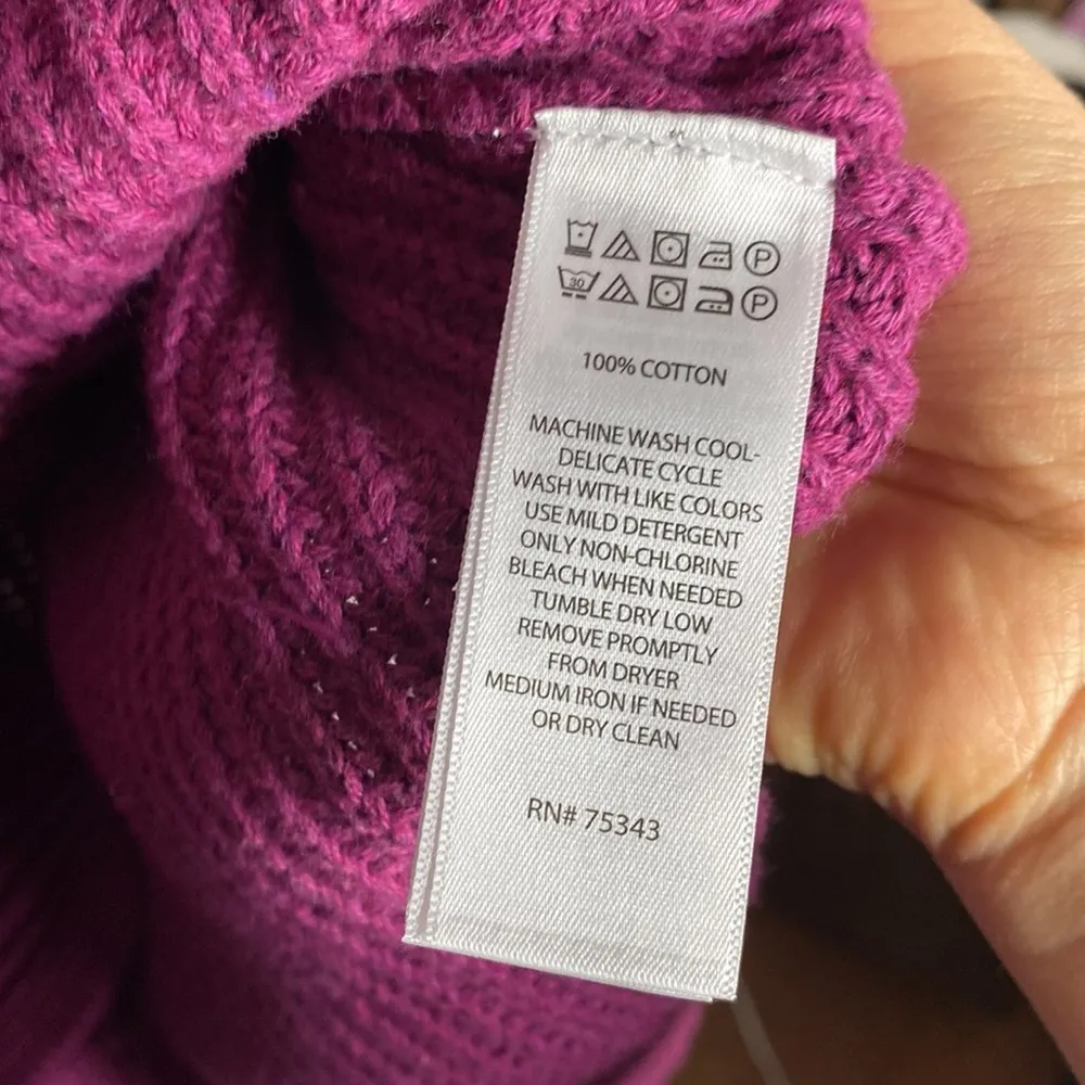 Cupcakes and cashmere cotton shaker rib knit mock neck berry sweater size XS - Image 10