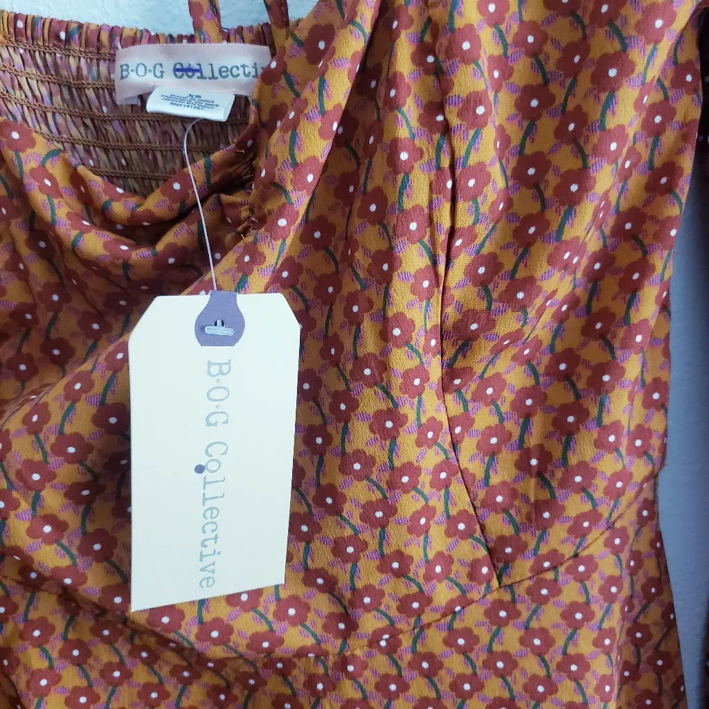 Band Of Gypsies Retro Floral Long Sleeve Mini Dress - Image 5