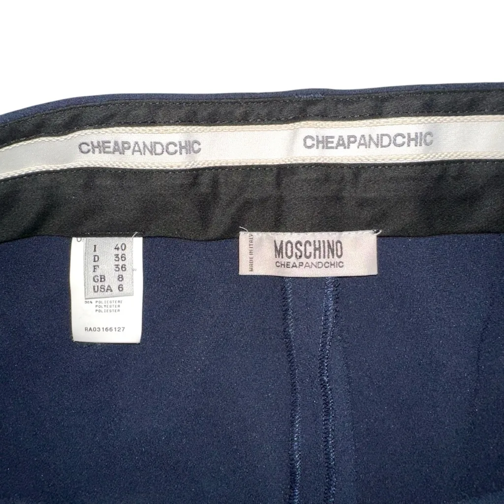 Moschino Cheap and Chic Straight Leg Navy Trousers Pants US 6 - Image 3