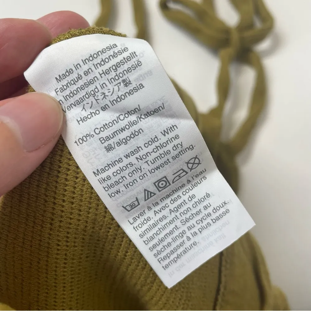 Madewell Tie Shoulder Ribbed Tank Top Spiced Olive Green Size Small - Image 6