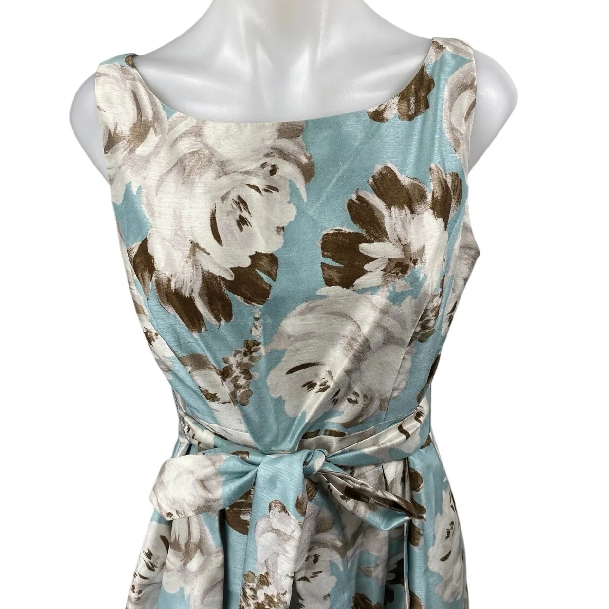 J Howard Multicolor Satin Floral Sleeveless Belted Mini Fit & Flare Dress Size 8 - Image 3