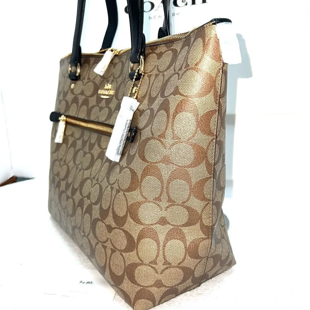 🔥NWT! Coach Gallery Tote Handbag Handbag Khaki/Black Msrp:$328.00 - Image 3