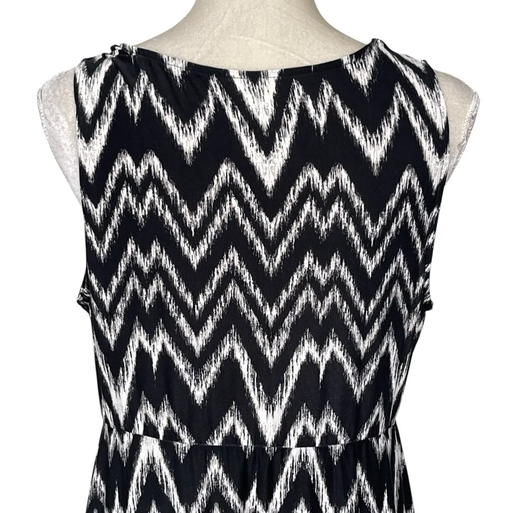 Soma Soutache Sleeveless Black White Arch Ikat Dress Women’s Size L - Image 7