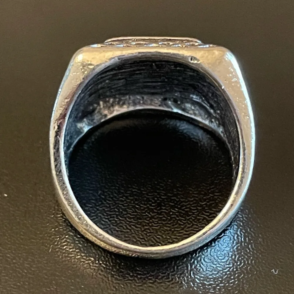 Natural obsidian S925 sterling silver ring size 8 - Image 4