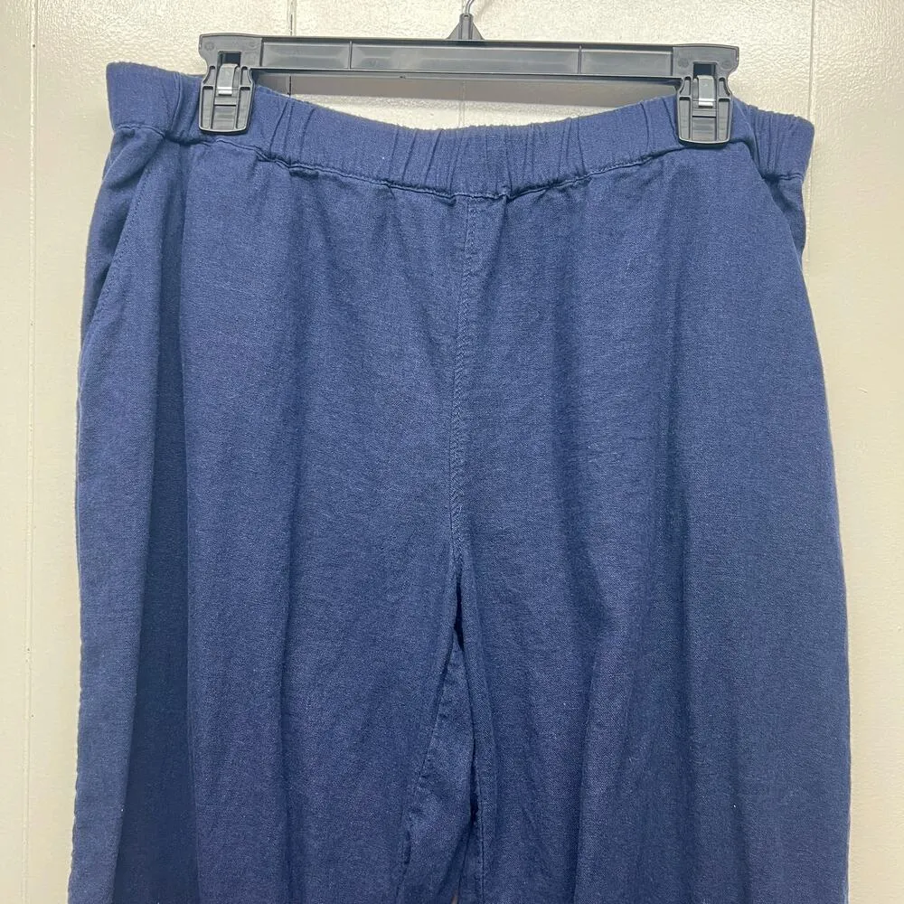 Caslon Womens Pants Petite L Pull On Wide Leg Linen Blend Vacation Coastal Beach - Image 3