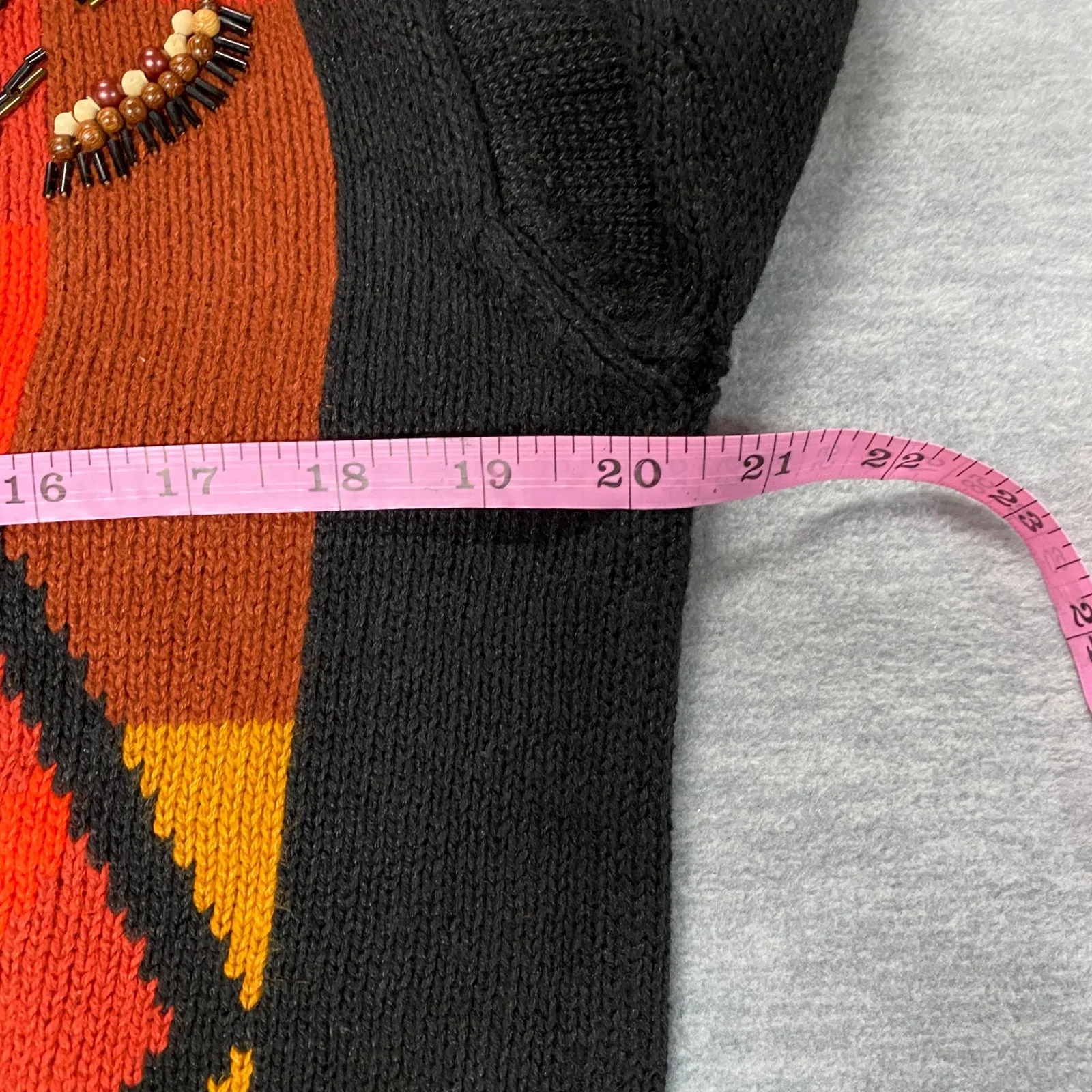 I.B. Diffusion Small Y2K Knit Sweater Beaded Diamond Pattern Vintage Abstract Black - Image 6