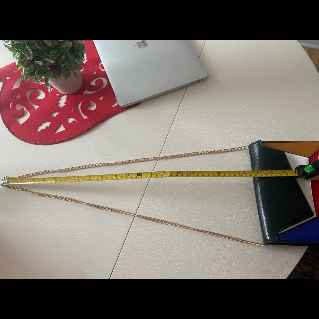 ASOS NWOT Multi color geometric purse with gold chain - Image 7