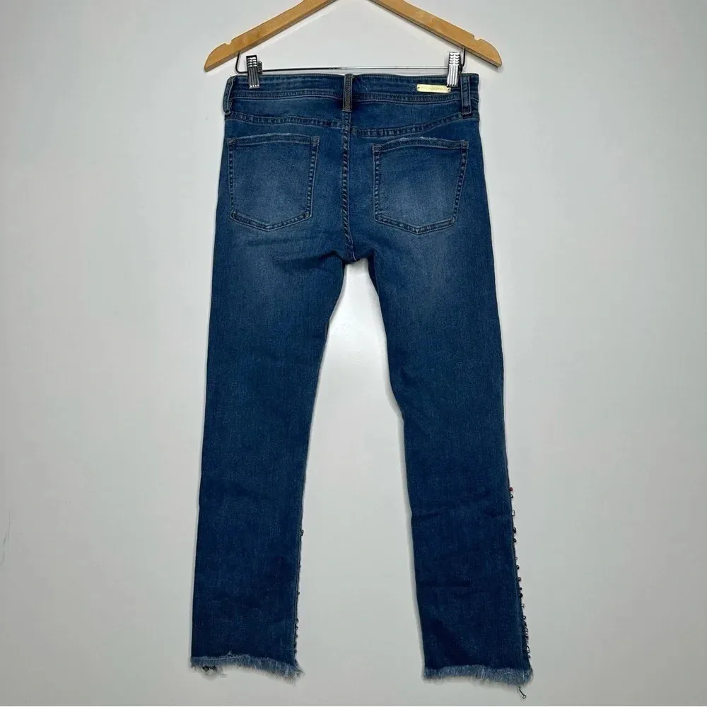 Pilcro and the Letterpress Anthro Mid-Rise Embellished Slim Straight Jeans 28 - Image 11