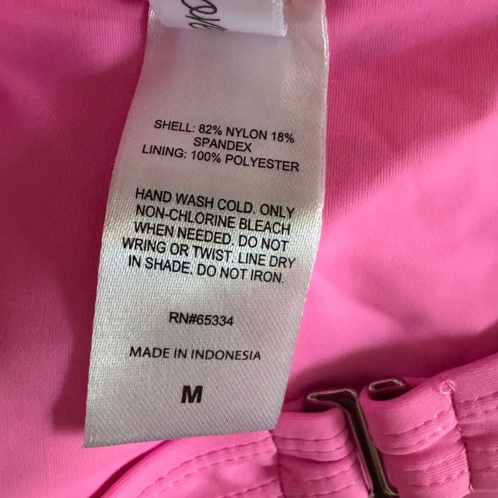 SALT + COVE Tankini Gathered Tie Front Cut Out Swim Suit Pink Peony NWT Medium - Image 8