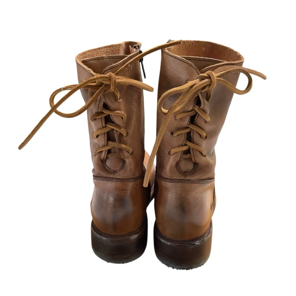 BED STU Women’s CHESHIRE BOOT Tan Glove Leather Lace Up Detail Combat Boots 8 - Image 2