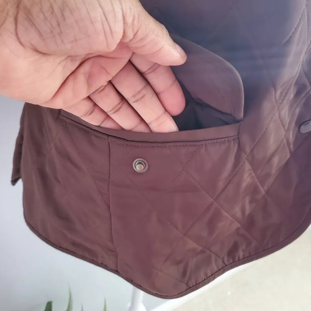 Talbots Women's Brown Diamond Quilted Button Up Vest Size M - Image 4