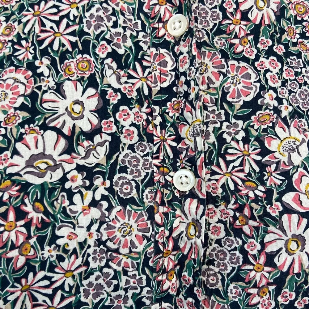J Crew Floral Blue Pink Liberty Fabric Long Sleeve Button Down Blouse Size 6 - Image 3