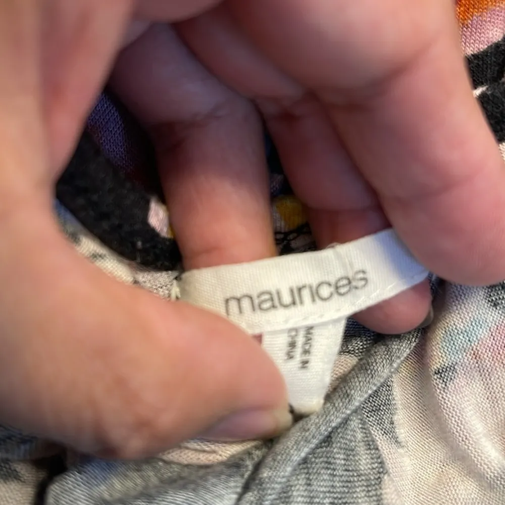 Plus Size Maurices Bohemian Black Pink Floral Blouse Size 0/14 GUC #4371 - Image 6