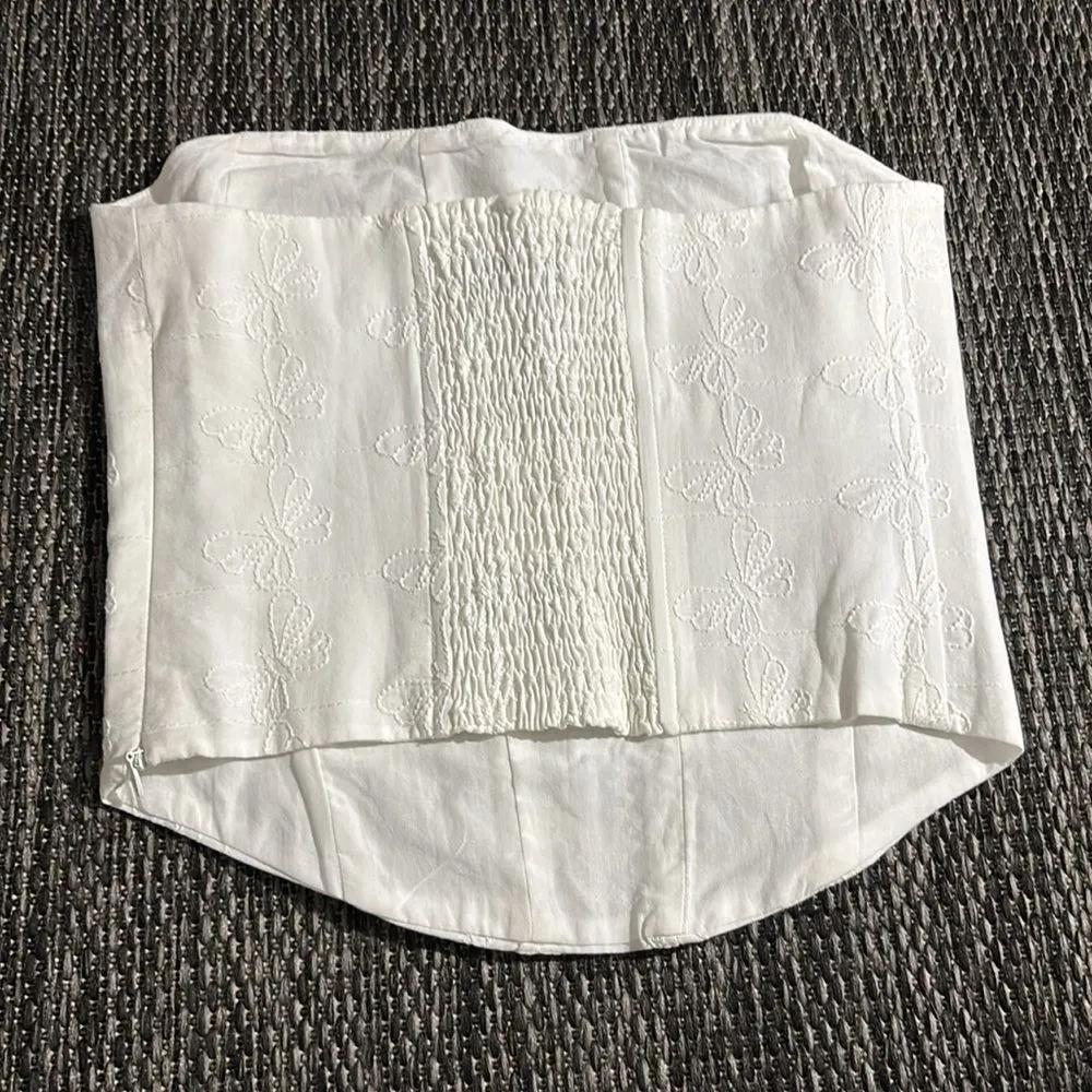 Zara White Bustier Crop Top - Image 2