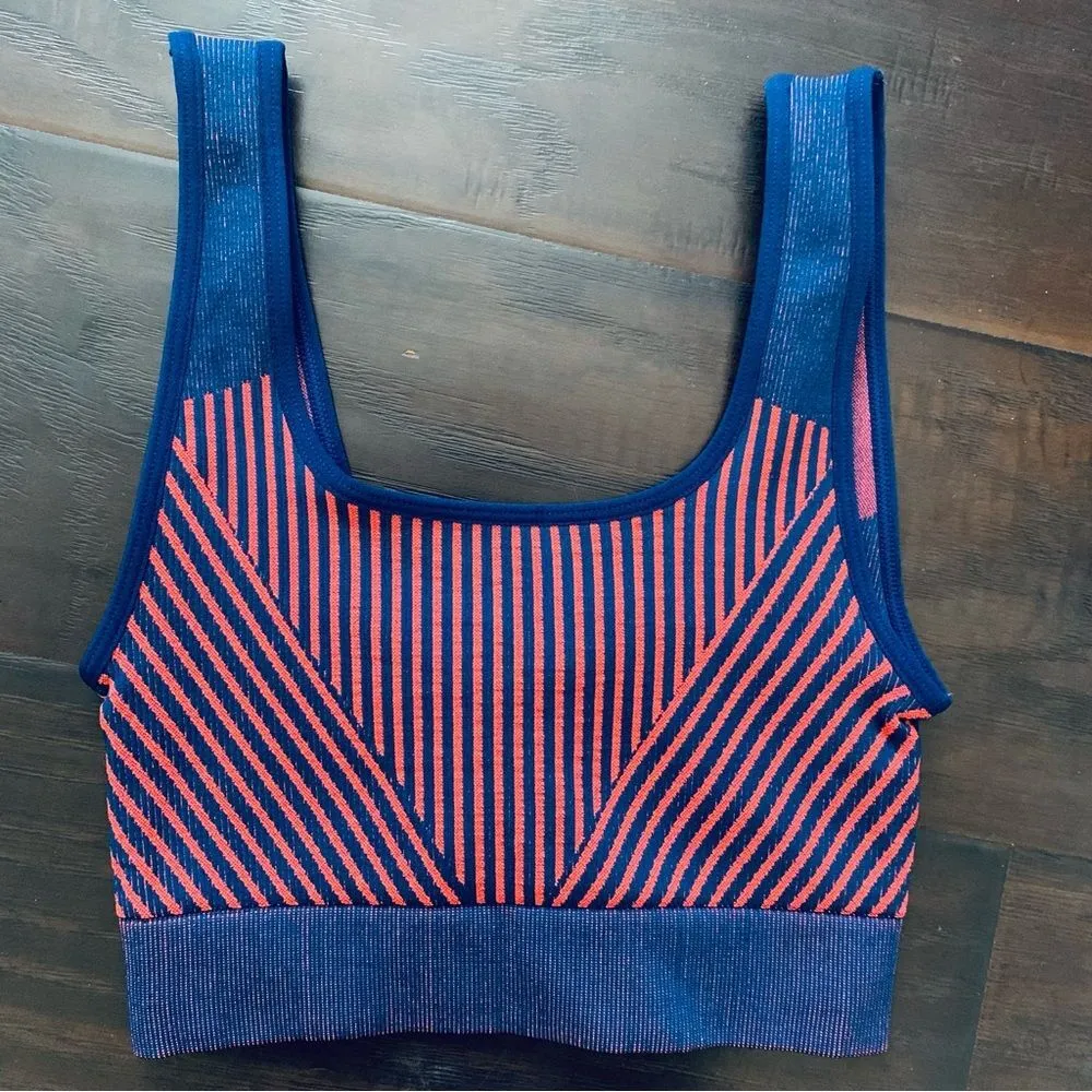 RARE Fabletics Pacific Blue/Hot Orange Ribbed Seamless Low Impact Sports Bra XS - Image 5