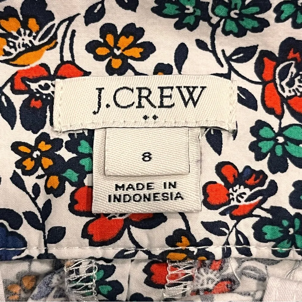 J Crew 3" Tie Waist Cotton Poplin Shorts in Dainty Floral size 8 - Image 9