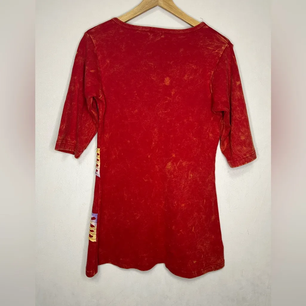 All Jazzed Up Red Boho Hippie Artistic Fairy Women’s Top Size S - Image 5