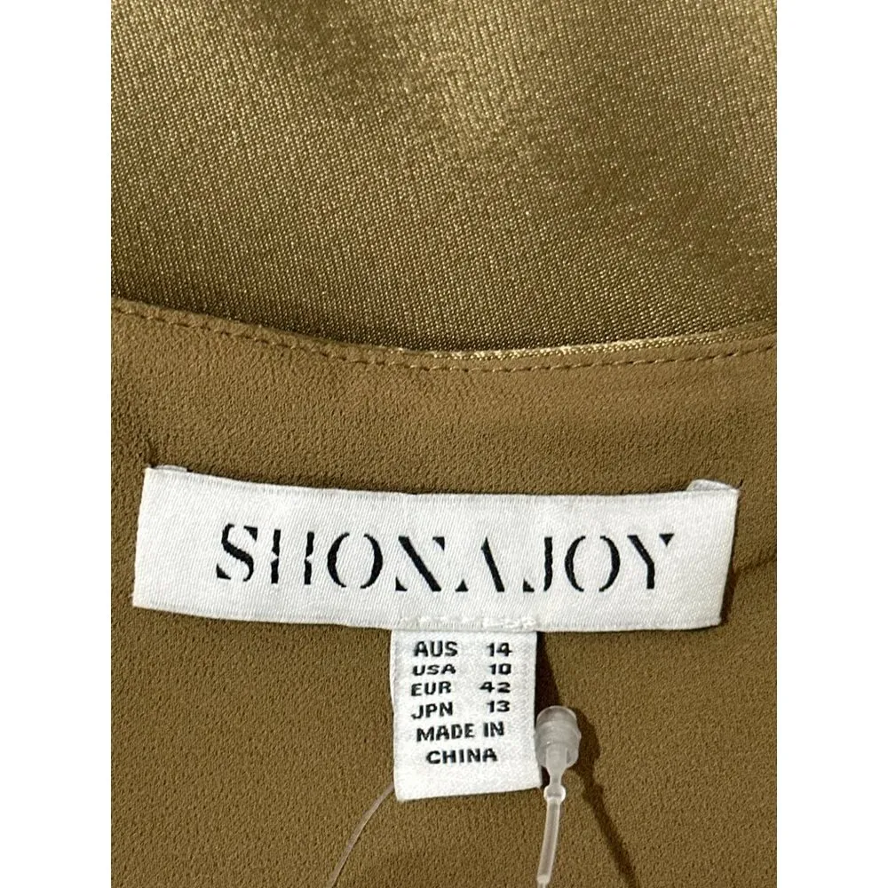 Shona Joy Thalia Bias Ruched Midi Dress in Cumin 10 New Womens Cocktail - Image 9