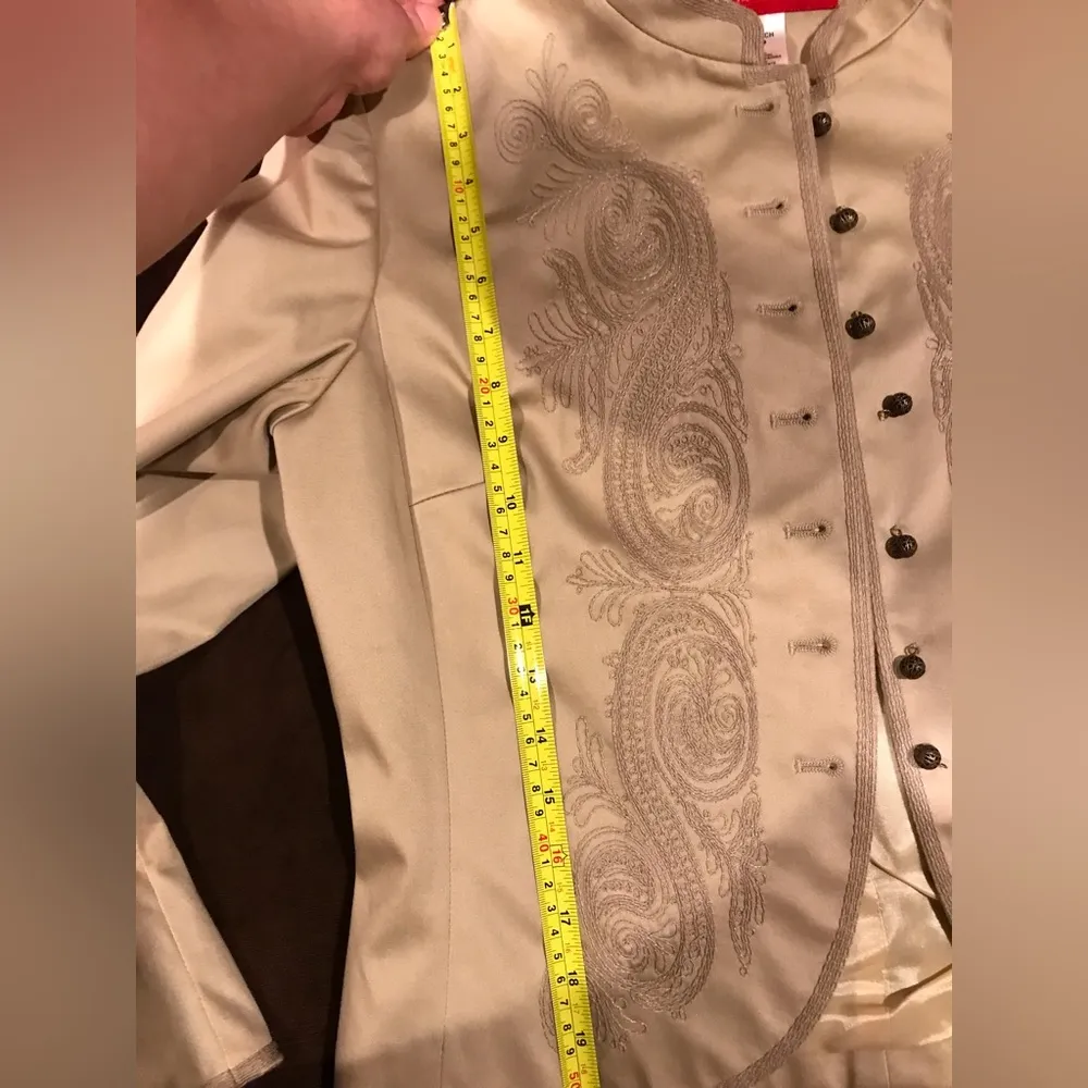 -  Nehru Collar Tan Khaki Short Fitted Jacket Nehru collar Sz 10P - Image 11
