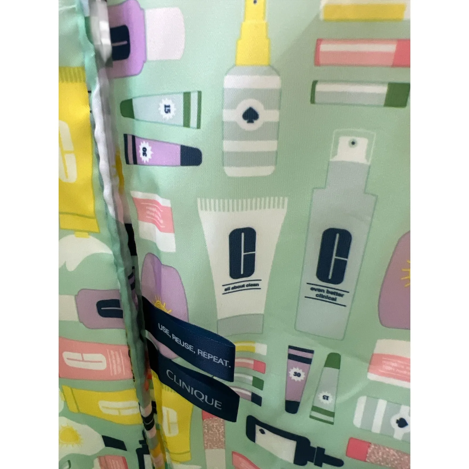 Clinique X Kate Spade New York Tote Bag Mint Green Bag of Tricks Cosmetic Print - Image 5