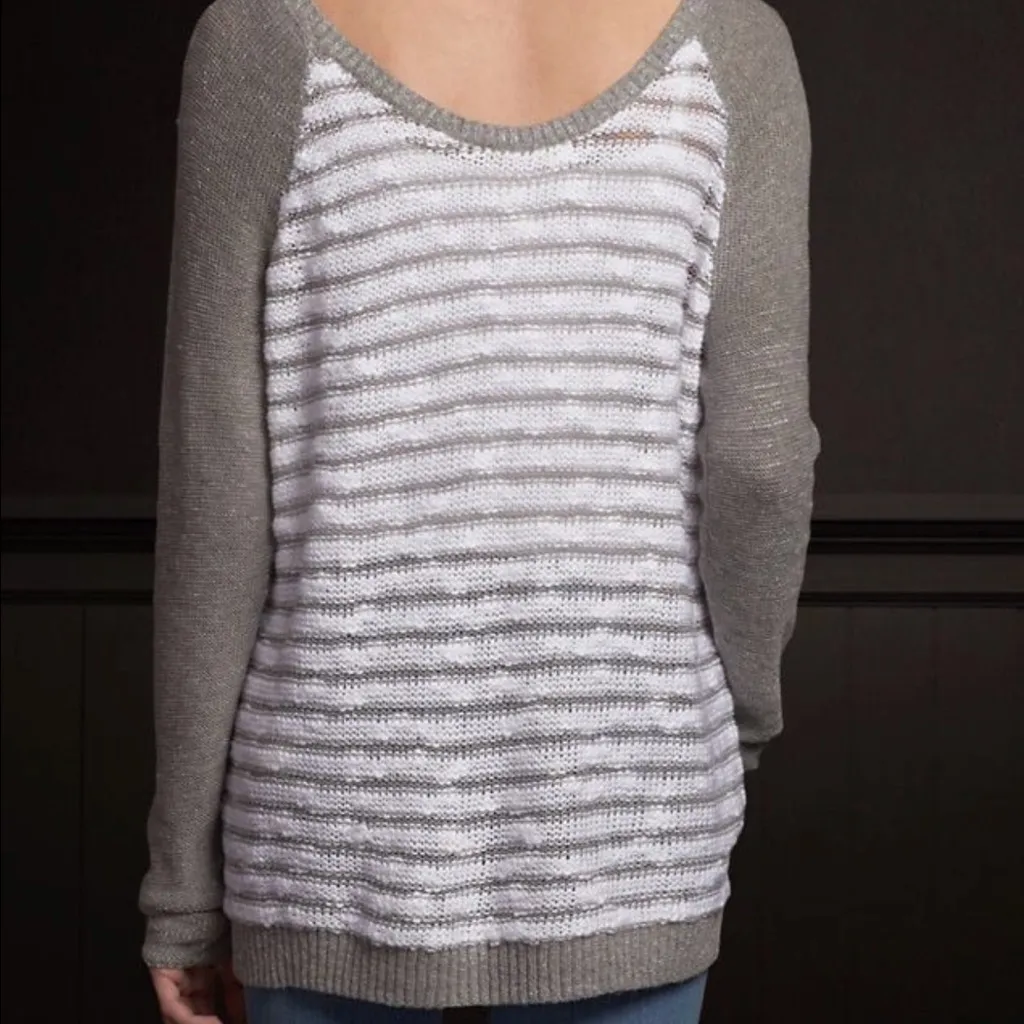 Hollister Blue-Gray Striped Shimmer & Shine Sweater - Image 7