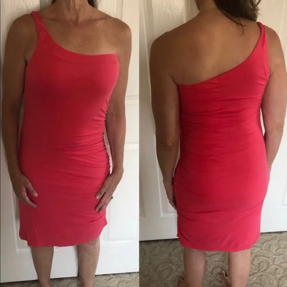 Velvet Coral One Strap Fitted Dress Orange Size undefined - Image 8