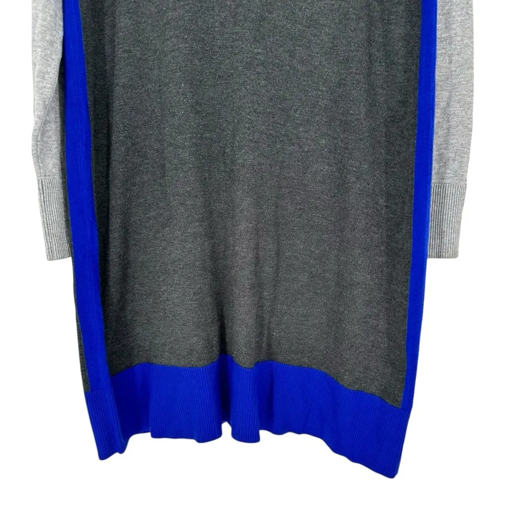Eliza J Contrast Trim Sweater Dress size XL Grey Cobalt Blue Long Sleeves - Image 5