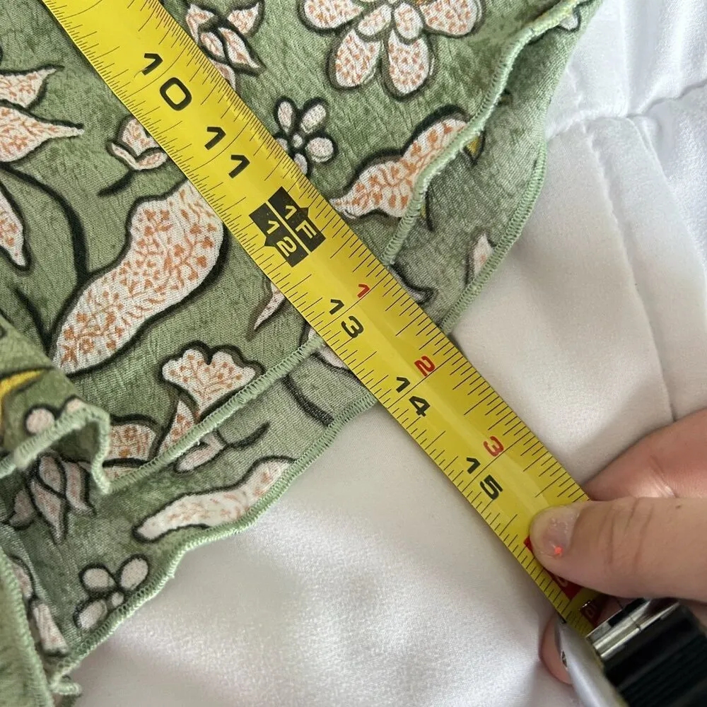 Aerie Elastic Waist Floral Flowy Shorts Pull On Pink Green Womens Medium M - Image 4