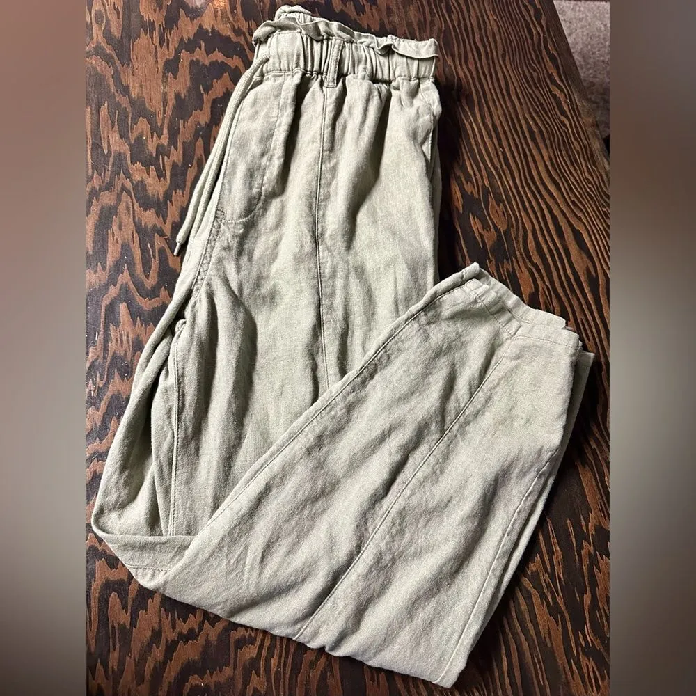 Risen Pants Pull On Pants Olive Green Drawstring (393) Size XL - Image 4