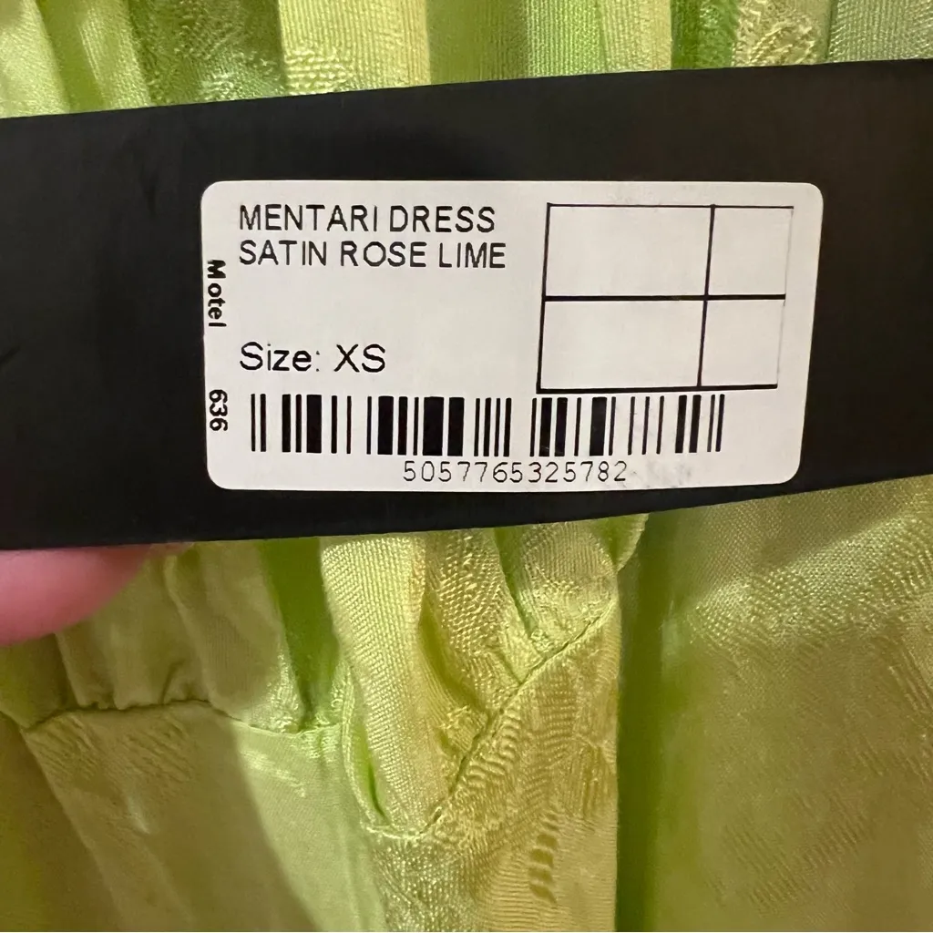 Motel Mentari Puff Sleeve A-Line Satin Rose Lime Green Mini‎ Dress Size XS - Image 6