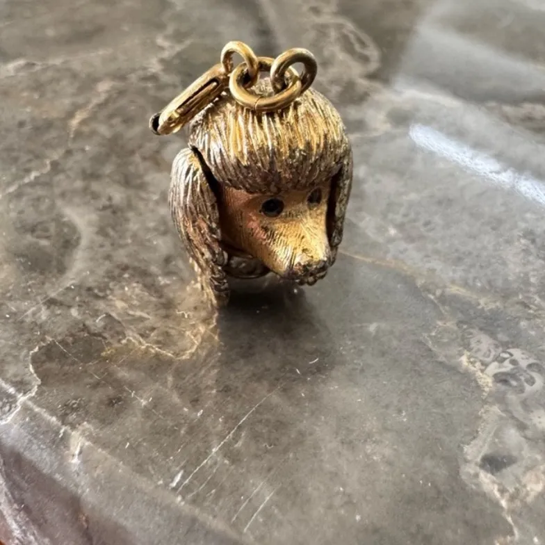 Vintage Gold Poodle Dog Charm - Image 2