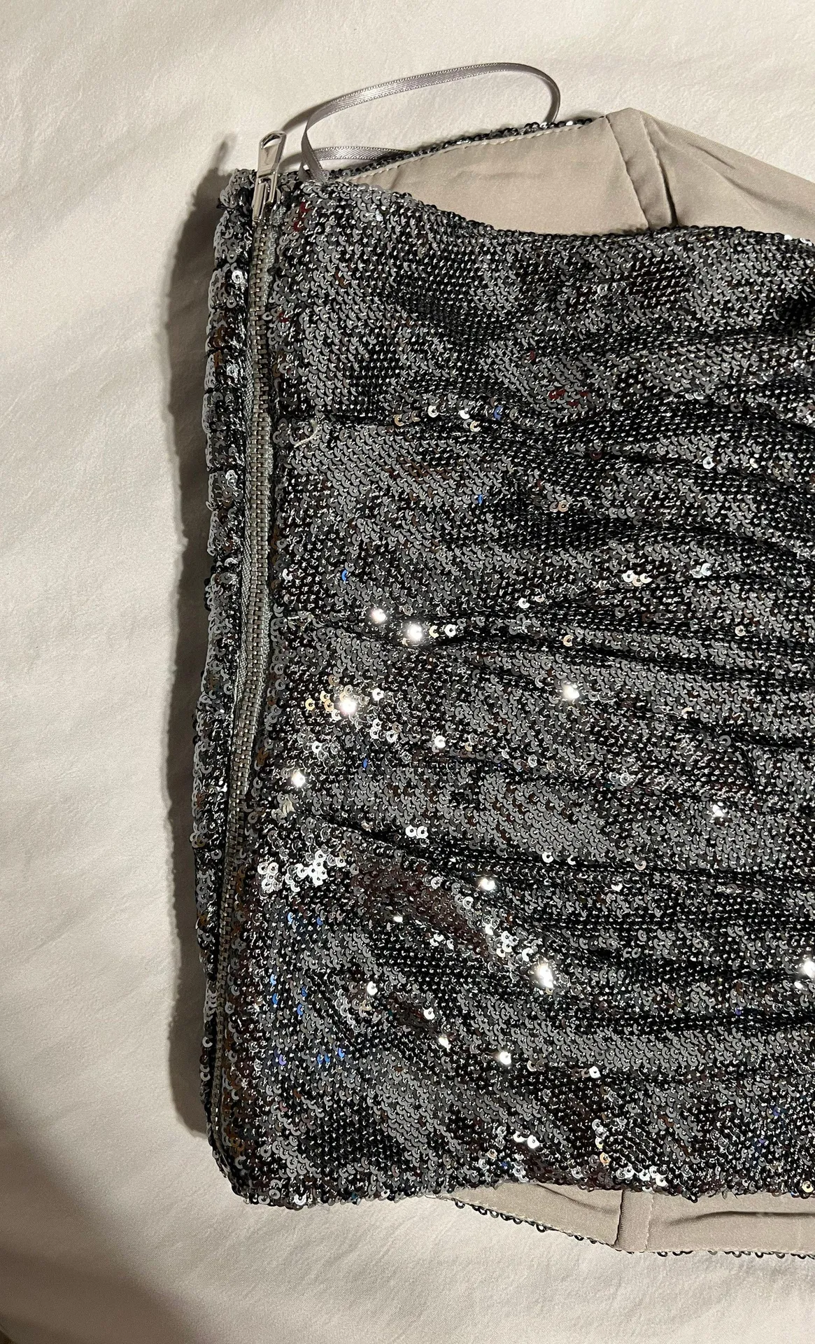 Charcoal Sequin Sleeveless Cropped Tube Top - Image 6